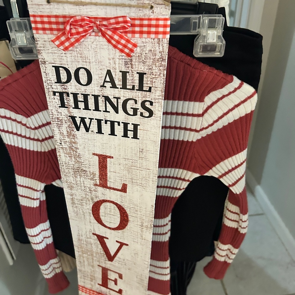 Reserved Red and White Striped Ribbed Knit Top